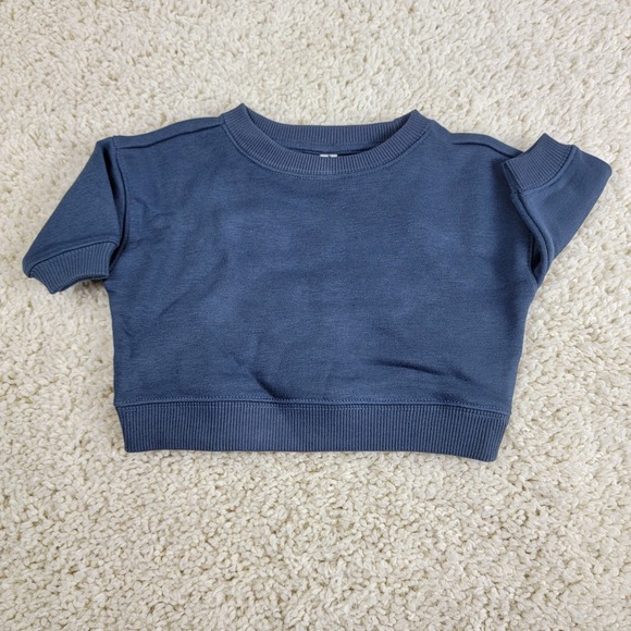 Unisex Organic Cotton Navy Blue Crewneck Sweatshirt Newborn Lot of 2 - Picture 6 of 11